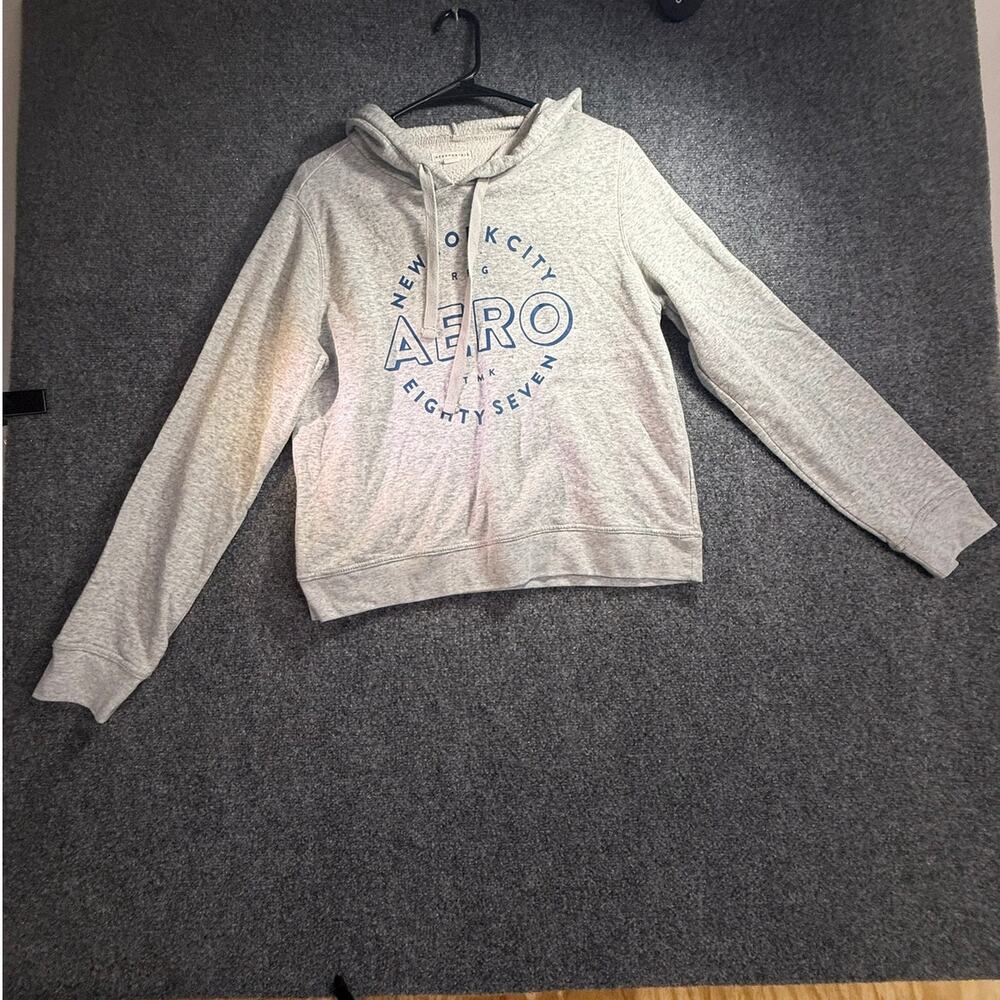 Aeropostale Women's Gray New York City Eighty Seven Aero Pullover Hoodie Size L
